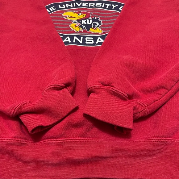 The University Of Kanas Crewneck Pullover Sweatshirt Red Y2K VTG Kids Medium - Picture 2 of 5
